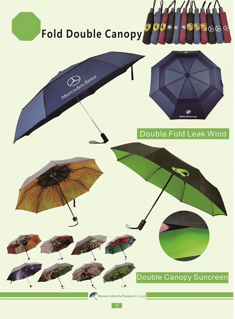 Double layer fold umbrellas