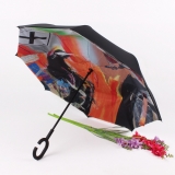 新款创意反向直杆伞 纯色双层反转雨伞 男女士商务伞 可定制logo