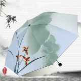 水墨画黑胶遮阳伞 防紫外线折叠太阳伞 定制艺术广告伞