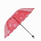 韩版蕾丝爱心折叠伞 超厚环保伞