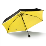 迷你五折口袋小黑伞 零透光黑胶遮阳柠檬晴雨伞